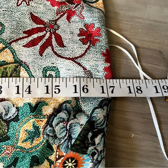 Zara Patchwork Printed Jumpsuit Multicoloured Size Medium Wide Leg Belted Satin - Picture 13 of 16